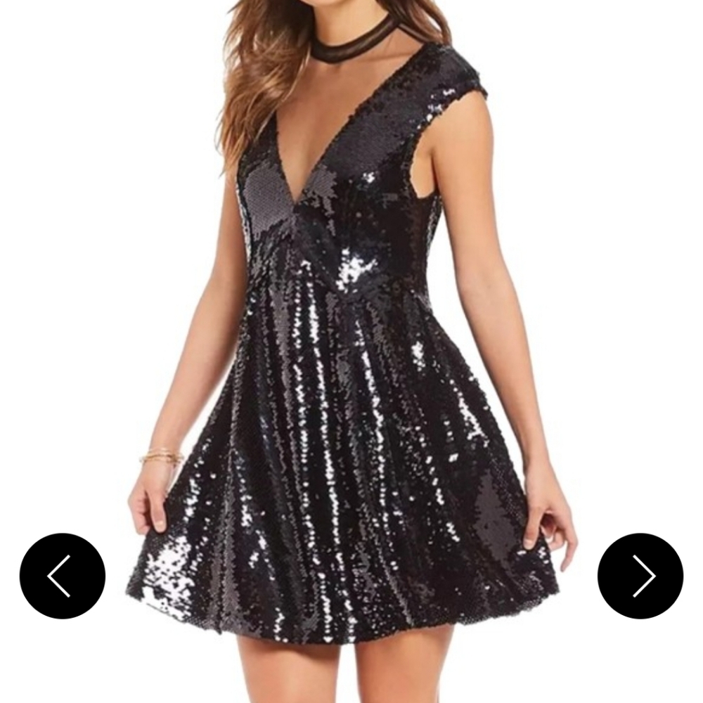 FREE PEOPLE Balck Dance Till Dawn Sequin Illusion perfect for holidays